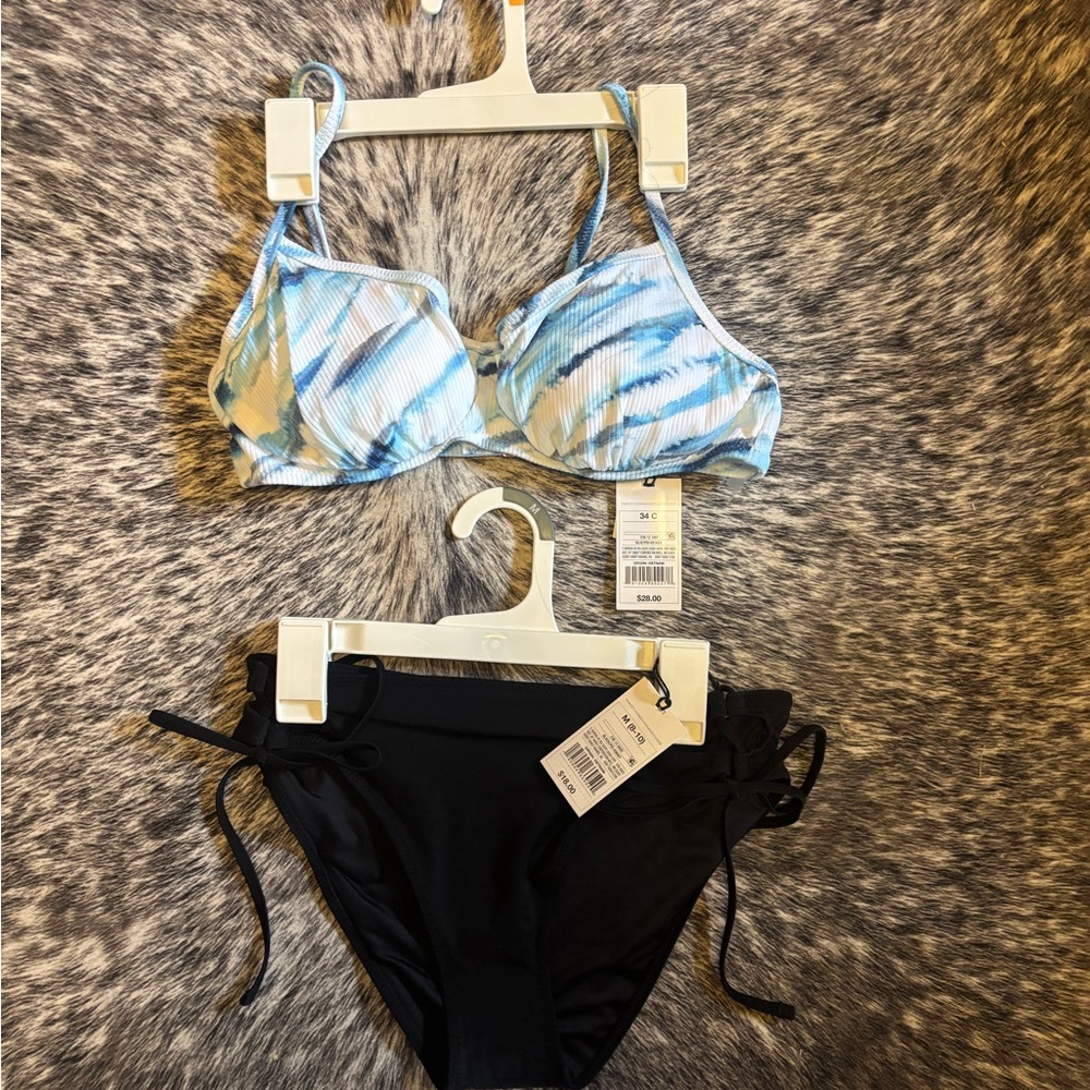 Shade & Shore Blue and Black Bikini Set